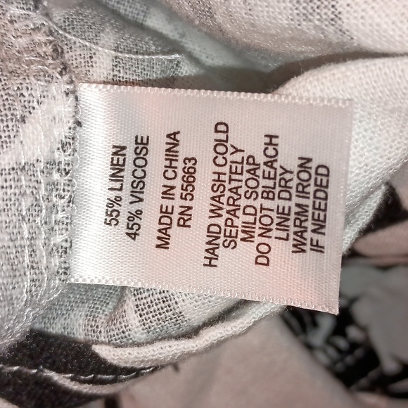 Cynthia Rowley tropical dress black with white flowers. Large. Linen&Vis… - Picture 8 of 8